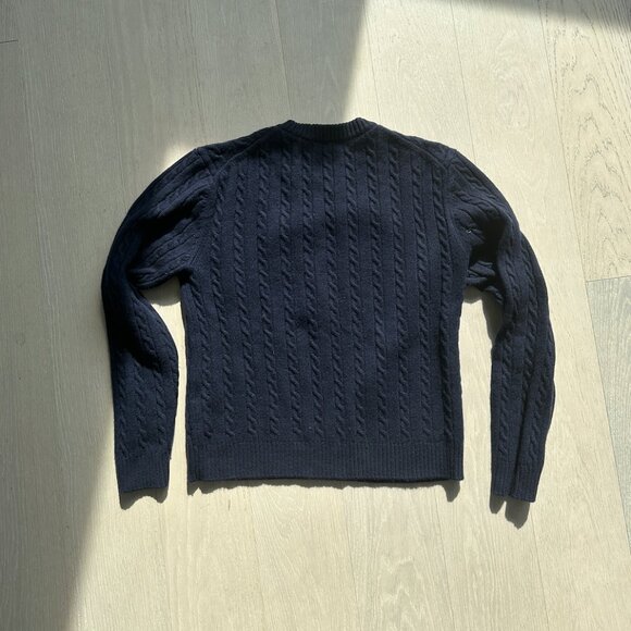 TNA Wool Cashmere Cable Knit Sweater Navy Size Large - Picture 5 of 5